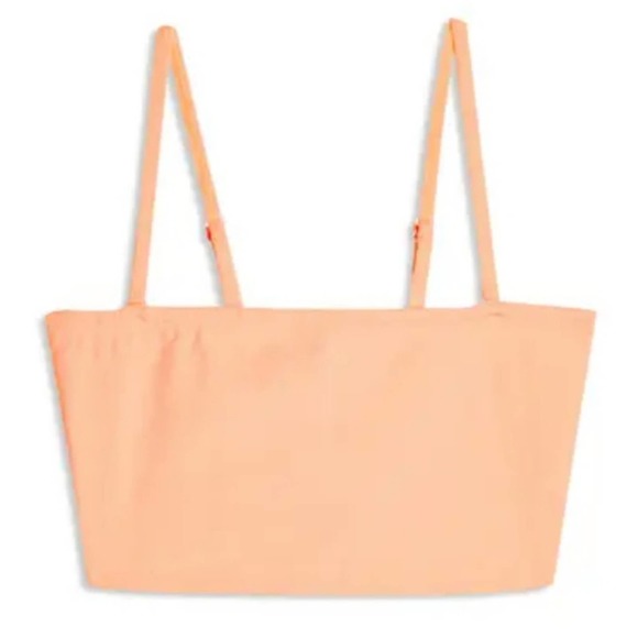 TOPSHOP Velour Bandeau Bikini Top 8 Peach - Picture 2 of 10